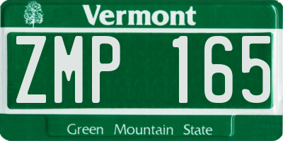VT license plate ZMP165