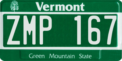VT license plate ZMP167