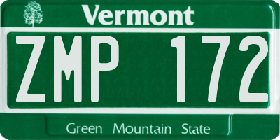 VT license plate ZMP172