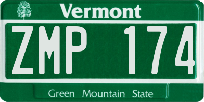 VT license plate ZMP174