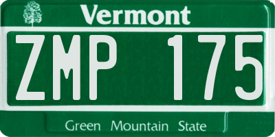 VT license plate ZMP175