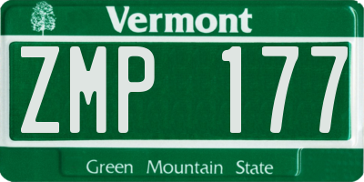 VT license plate ZMP177