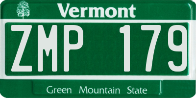 VT license plate ZMP179