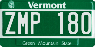 VT license plate ZMP180