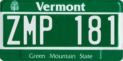 VT license plate ZMP181
