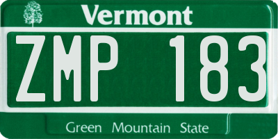 VT license plate ZMP183
