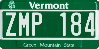 VT license plate ZMP184