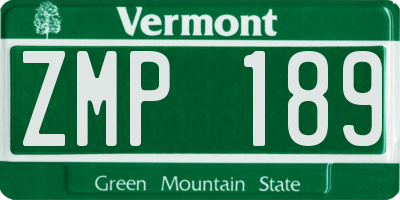 VT license plate ZMP189