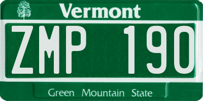 VT license plate ZMP190