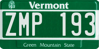 VT license plate ZMP193
