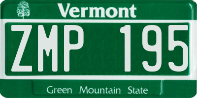 VT license plate ZMP195