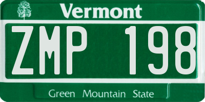 VT license plate ZMP198