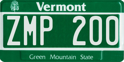 VT license plate ZMP200