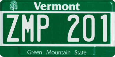 VT license plate ZMP201