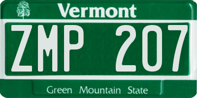 VT license plate ZMP207