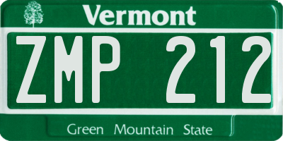 VT license plate ZMP212