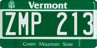 VT license plate ZMP213