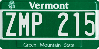 VT license plate ZMP215