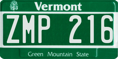 VT license plate ZMP216