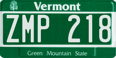 VT license plate ZMP218