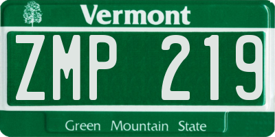VT license plate ZMP219