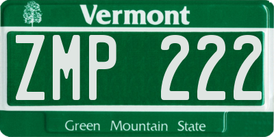 VT license plate ZMP222