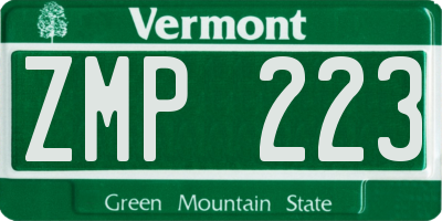 VT license plate ZMP223