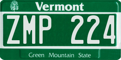 VT license plate ZMP224