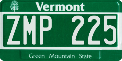 VT license plate ZMP225
