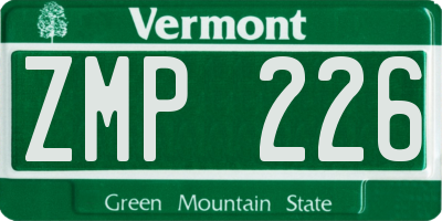 VT license plate ZMP226
