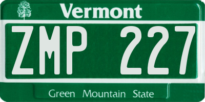 VT license plate ZMP227