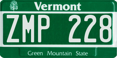 VT license plate ZMP228