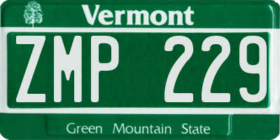 VT license plate ZMP229