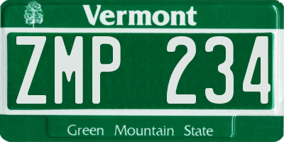 VT license plate ZMP234