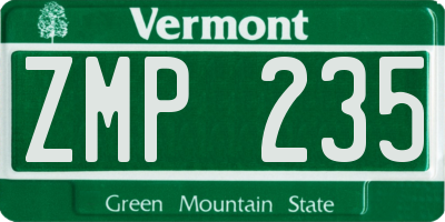VT license plate ZMP235