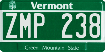 VT license plate ZMP238