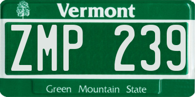 VT license plate ZMP239