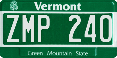VT license plate ZMP240