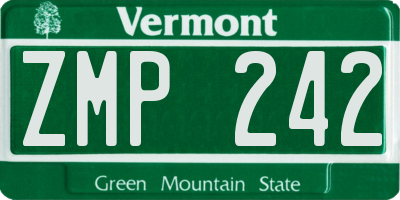 VT license plate ZMP242