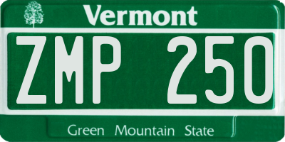 VT license plate ZMP250
