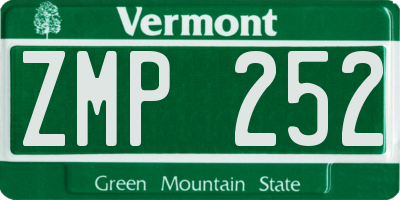 VT license plate ZMP252