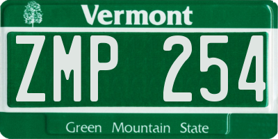 VT license plate ZMP254
