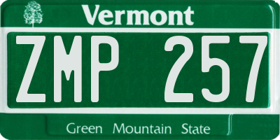 VT license plate ZMP257