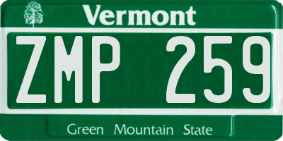 VT license plate ZMP259