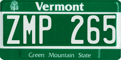 VT license plate ZMP265
