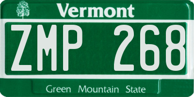 VT license plate ZMP268