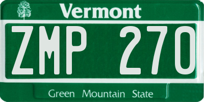 VT license plate ZMP270