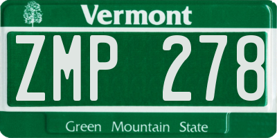 VT license plate ZMP278