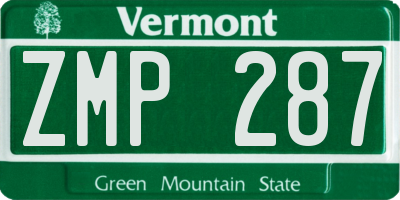 VT license plate ZMP287