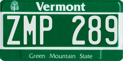 VT license plate ZMP289